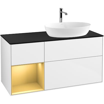 Tvättställsskåp Villeroy & Boch Finion med 3 Lådor Hylla och Bänkskiva för Ocentrerat Tvättställ från Artis & Collaro