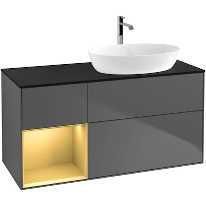 Tvättställsskåp Villeroy & Boch Finion med 3 Lådor Hylla och Bänkskiva för Ocentrerat Tvättställ från Artis & Collaro