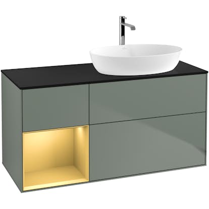 Tvättställsskåp Villeroy & Boch Finion med 3 Lådor Hylla och Bänkskiva för Ocentrerat Tvättställ från Artis & Collaro