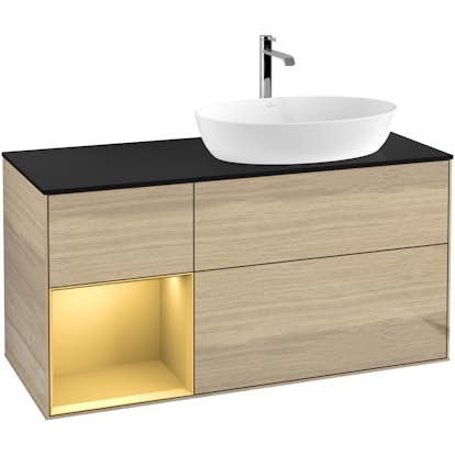 Tvättställsskåp Villeroy & Boch Finion med 3 Lådor Hylla och Bänkskiva för Ocentrerat Tvättställ från Artis & Collaro