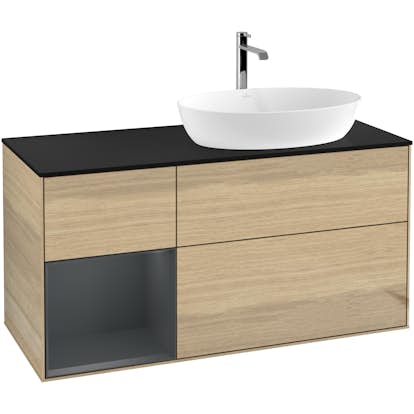 Tvättställsskåp Villeroy & Boch Finion med 3 Lådor Hylla och Bänkskiva för Ocentrerat Tvättställ från Artis & Collaro