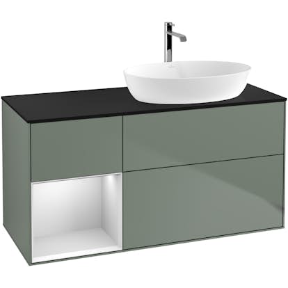 Tvättställsskåp Villeroy & Boch Finion med 3 Lådor Hylla och Bänkskiva för Ocentrerat Tvättställ från Artis & Collaro