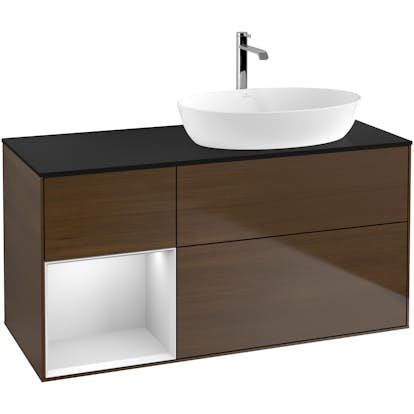 Tvättställsskåp Villeroy & Boch Finion med 3 Lådor Hylla och Bänkskiva för Ocentrerat Tvättställ från Artis & Collaro