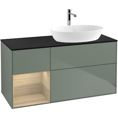 Tvättställsskåp Villeroy & Boch Finion med 3 Lådor Hylla och Bänkskiva för Ocentrerat Tvättställ från Artis & Collaro