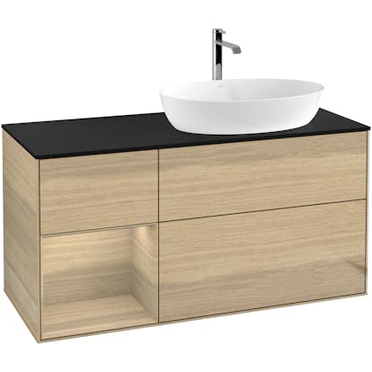 Tvättställsskåp Villeroy & Boch Finion med 3 Lådor Hylla och Bänkskiva för Ocentrerat Tvättställ från Artis & Collaro