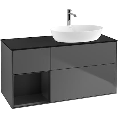 Tvättställsskåp Villeroy & Boch Finion med 3 Lådor Hylla och Bänkskiva för Ocentrerat Tvättställ från Artis & Collaro