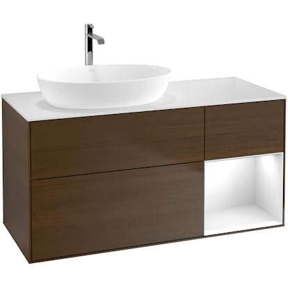 Tvättställsskåp Villeroy & Boch Finion med 3 Lådor Hylla och Bänkskiva för Ocentrerat Tvättställ från Artis & Collaro