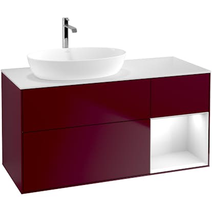 Tvättställsskåp Villeroy & Boch Finion med 3 Lådor Hylla och Bänkskiva för Ocentrerat Tvättställ från Artis & Collaro