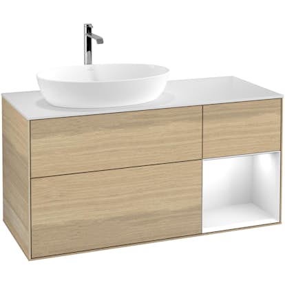 Tvättställsskåp Villeroy & Boch Finion med 3 Lådor Hylla och Bänkskiva för Ocentrerat Tvättställ från Artis & Collaro