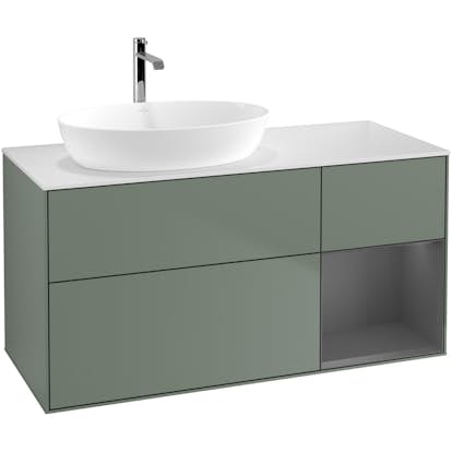 Tvättställsskåp Villeroy & Boch Finion med 3 Lådor Hylla och Bänkskiva för Ocentrerat Tvättställ från Artis & Collaro