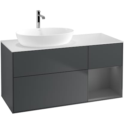 Tvättställsskåp Villeroy & Boch Finion med 3 Lådor Hylla och Bänkskiva för Ocentrerat Tvättställ från Artis & Collaro