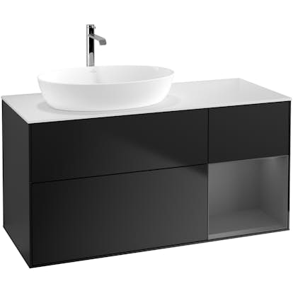 Tvättställsskåp Villeroy & Boch Finion med 3 Lådor Hylla och Bänkskiva för Ocentrerat Tvättställ från Artis & Collaro