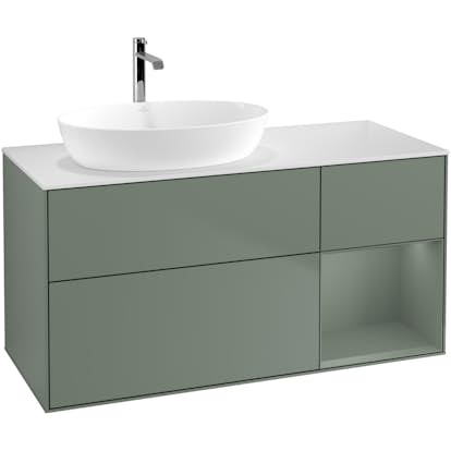 Tvättställsskåp Villeroy & Boch Finion med 3 Lådor Hylla och Bänkskiva för Ocentrerat Tvättställ från Artis & Collaro