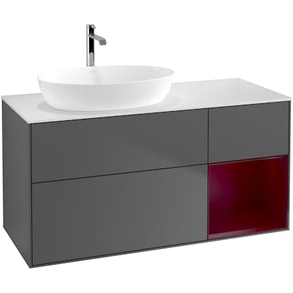 Tvättställsskåp Villeroy & Boch Finion med 3 Lådor Hylla och Bänkskiva för Ocentrerat Tvättställ från Artis & Collaro