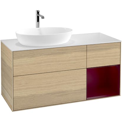 Tvättställsskåp Villeroy & Boch Finion med 3 Lådor Hylla och Bänkskiva för Ocentrerat Tvättställ från Artis & Collaro