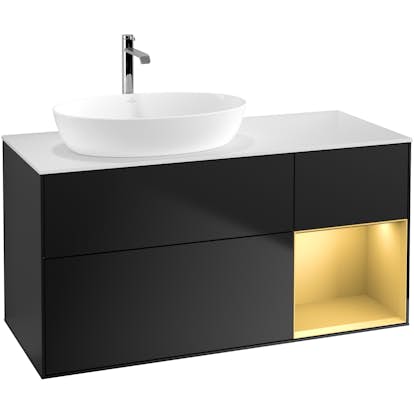 Tvättställsskåp Villeroy & Boch Finion med 3 Lådor Hylla och Bänkskiva för Ocentrerat Tvättställ från Artis & Collaro