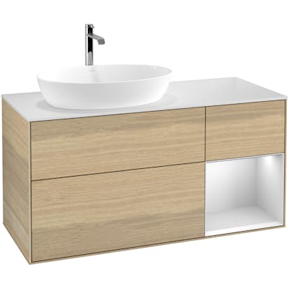 Tvättställsskåp Villeroy & Boch Finion med 3 Lådor Hylla och Bänkskiva för Ocentrerat Tvättställ från Artis & Collaro