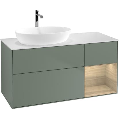 Tvättställsskåp Villeroy & Boch Finion med 3 Lådor Hylla och Bänkskiva för Ocentrerat Tvättställ från Artis & Collaro