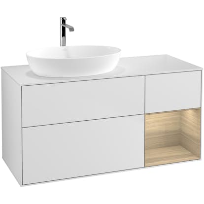 Tvättställsskåp Villeroy & Boch Finion med 3 Lådor Hylla och Bänkskiva för Ocentrerat Tvättställ från Artis & Collaro