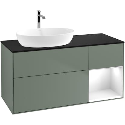 Tvättställsskåp Villeroy & Boch Finion med 3 Lådor Hylla och Bänkskiva för Ocentrerat Tvättställ från Artis & Collaro