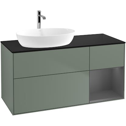 Tvättställsskåp Villeroy & Boch Finion med 3 Lådor Hylla och Bänkskiva för Ocentrerat Tvättställ från Artis & Collaro