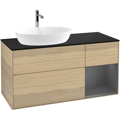 Tvättställsskåp Villeroy & Boch Finion med 3 Lådor Hylla och Bänkskiva för Ocentrerat Tvättställ från Artis & Collaro