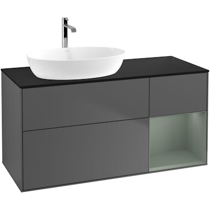 Tvättställsskåp Villeroy & Boch Finion med 3 Lådor Hylla och Bänkskiva för Ocentrerat Tvättställ från Artis & Collaro