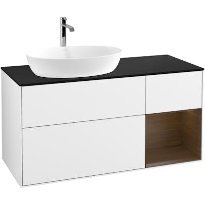 Tvättställsskåp Villeroy & Boch Finion med 3 Lådor Hylla och Bänkskiva för Ocentrerat Tvättställ från Artis & Collaro