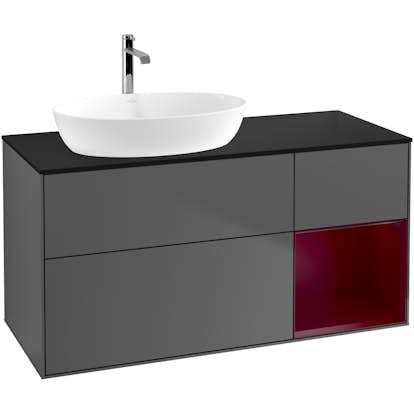 Tvättställsskåp Villeroy & Boch Finion med 3 Lådor Hylla och Bänkskiva för Ocentrerat Tvättställ från Artis & Collaro