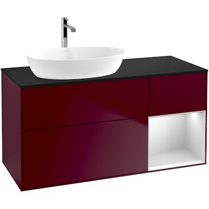 Tvättställsskåp Villeroy & Boch Finion med 3 Lådor Hylla och Bänkskiva för Ocentrerat Tvättställ från Artis & Collaro