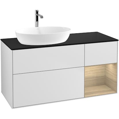 Tvättställsskåp Villeroy & Boch Finion med 3 Lådor Hylla och Bänkskiva för Ocentrerat Tvättställ från Artis & Collaro