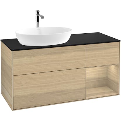 Tvättställsskåp Villeroy & Boch Finion med 3 Lådor Hylla och Bänkskiva för Ocentrerat Tvättställ från Artis & Collaro