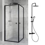 Dusjsett Macro Design Dusjhjørne Empire Linjeglass 900x900 med Takdusjsett Imo 160 cc