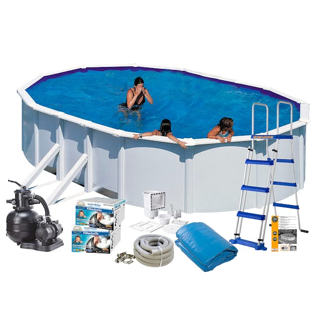 Bassengpakke Swim & Fun White Steel Oval Base 120 cm Dybde