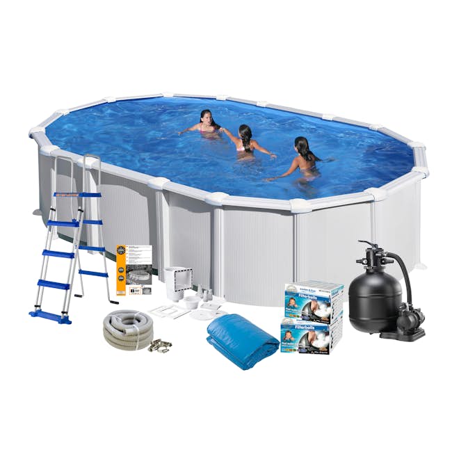 Bassengpakke Swim & Fun White Steel Oval Base 132 cm Dybde