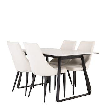 Spisegruppe Venture Home Estelle 140 med 4 Laura Stoler ManchEstelle