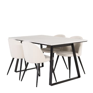 Spisegruppe Venture Home Estelle 140 med 4 Valentina Stoler ManchEstelle