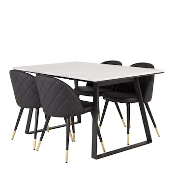 Spisegruppe Venture Home Estelle 140 med 4 Valentina Stoler Lær