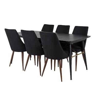 Spisegruppe Venture Home Gold med 6 Leone Stoler