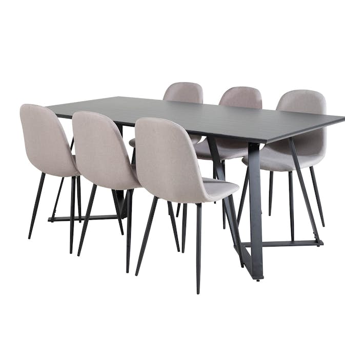 Spisegruppe Venture Home Madde med 6 Pobbie Stoler Polyester