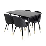 Spisegruppe Venture Home Silvia med Innleggsplate og 4 Valentina Stoler Kunstlær