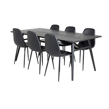 Spisegruppe Venture Home Salt med 6 Pobbie Stoler Lær