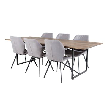 Spisegruppe Venture Home Peo med 6 Geneva Stoler