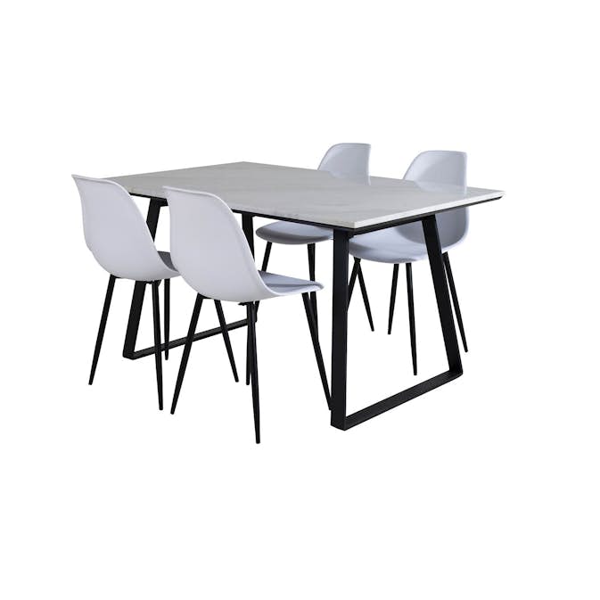 Spisegruppe Venture Home Estelle 140 med 4 Pop Stoler