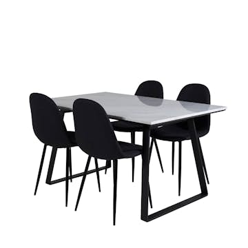 Spisegruppe Venture Home Estelle 140 med 4 Pobbie Stoler Polyester