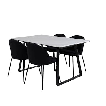 Spisegruppe Venture Home Estelle 140 med 4 Wrigley Stoler