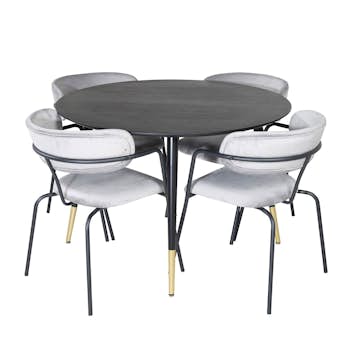 Spisegruppe Venture Home Dipp Ø115 cm med 4 Arrow Stoler