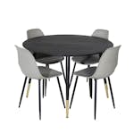 Spisegruppe Venture Home Dipp Ø115 cm med 4 Polar Plast Stoler