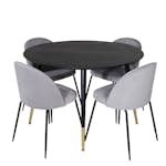 Spisegruppe Venture Home Dipp Ø115 cm med 4 Wrinkles Stoler