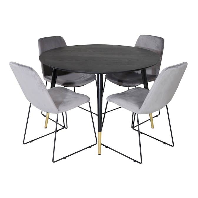 Spisegruppe Venture Home Dipp Ø115 cm med 4 Muce Stoler